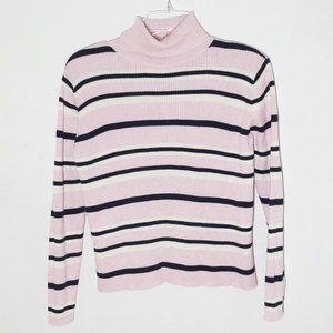 Karen Scott Petites Striped Turtleneck Sweater